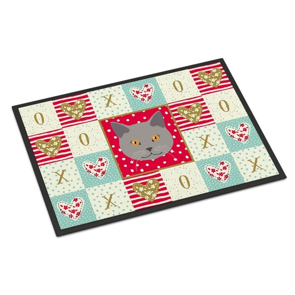 Carolines Treasures 18 x 27 in. Chartreux Cat Love Indoor or Outdoor Mat CK5100MAT - main